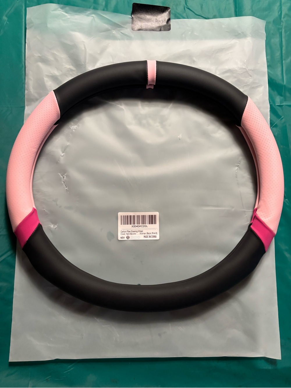 Black and Pink Steering Wheel Cover